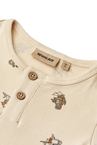 Pelele de algodón orgánico Alfred - Beige, verde y marrón