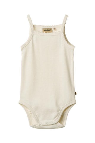Body de algodón orgánico Ellen - Beige y blanco