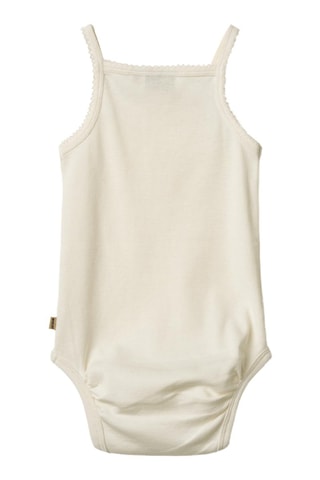Body de algodón orgánico Ellen - Beige y blanco