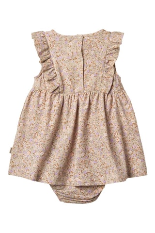 Vestido de algodón orgánico Vianna - Beige, marrón y violeta