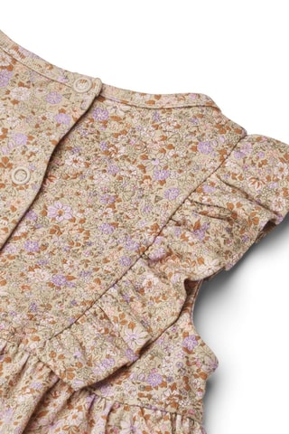 Vestido de algodón orgánico Vianna - Beige, marrón y violeta