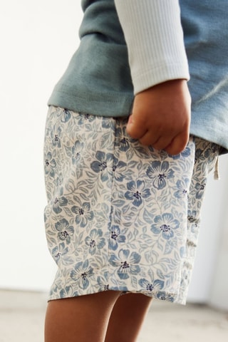 Short de algodón orgánico Max - Blanco y azul