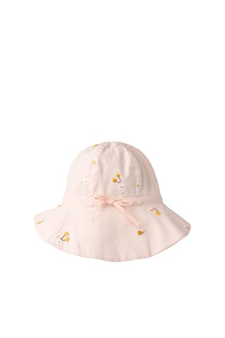 Gorro bucket de algodón orgánico Chloé - Blanco, amarillo y rosa