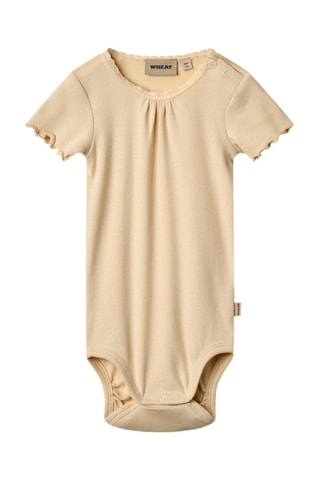 Body de algodón orgánico Edna - Beige y amarillo