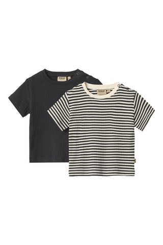 2 camisetas de algodón orgánico Fabian - Blanco, negro y azul