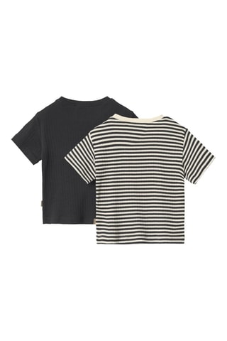 2 camisetas de algodón orgánico Fabian - Blanco, negro y azul