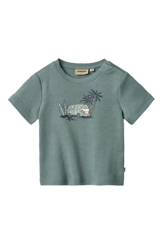 Camiseta de algodón orgánico Valdemar - Blanco, azul y verde