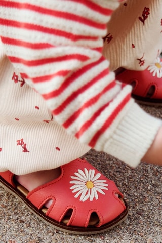 Sandalias de piel Lowe - Blanco, marrón y naranja