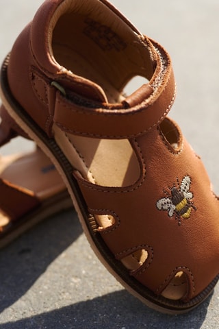 Sandalias de piel Lowe - Blanco, marrón y naranja