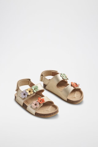 Sandalias de piel Clare Flower - Amarillo, violeta y dorado