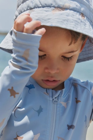 Gorro bucket Tilo - Azul y gris