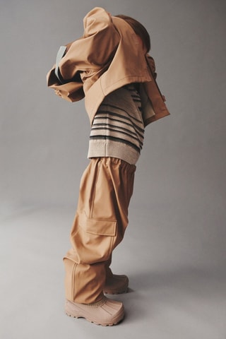 Chaqueta con capucha - Beige y gris