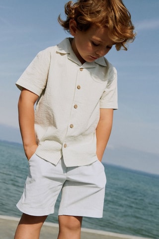 Camisa de algodón orgánico Anker - Blanco y azul