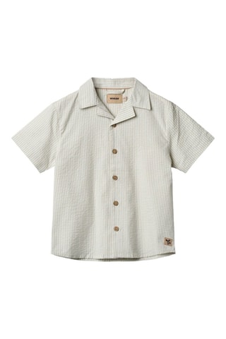 Camisa de algodón orgánico Anker - Blanco y azul