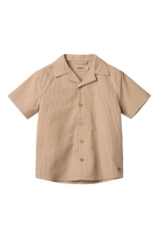 Camisa de algodón orgánico Anker - Blanco y marrón