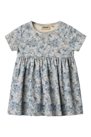 Vestido de algodón orgánico Nova - Blanco y azul
