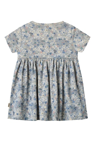 Vestido de algodón orgánico Nova - Blanco y azul