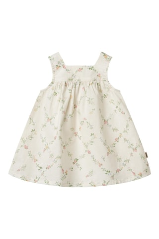 Vestido de algodón orgánico Ayla - Blanco, verde y rosa