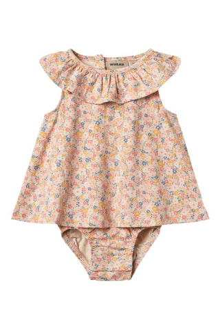 Body vestido de algodón orgánico Ingeborg - Amarillo y rosa