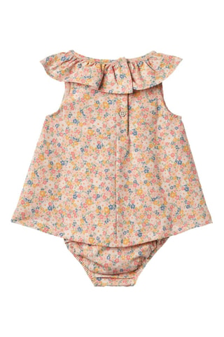 Body vestido de algodón orgánico Ingeborg - Amarillo y rosa