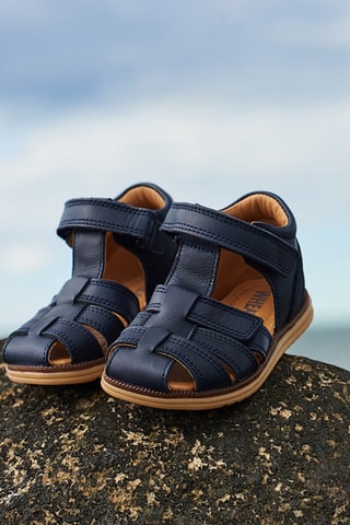 Sandalias de piel Sky - Beige, azul y marrón