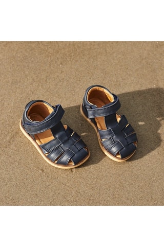 Sandalias de piel Sky - Beige, azul y marrón