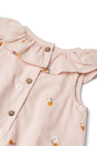 Body vestido de algodón orgánico Ingeborg - Blanco, amarillo y rosa