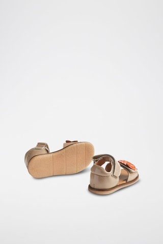 Sandalias de piel de charol Uma - Beige y rojo