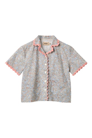 Camisa loose de algodón orgánico - Azul