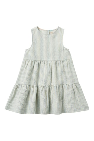 Vestido avolantado de algodón orgánico sin mangas - Azul