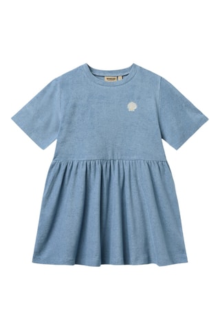 Vestido evasé loose de algodón orgánico - Azul