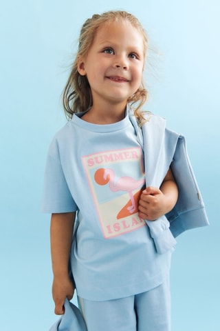 Camiseta loose de algodón orgánico - Azul claro