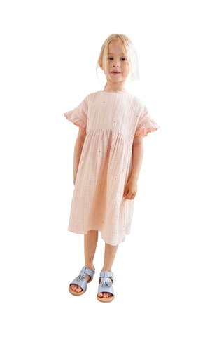 Vestido avolantado loose de algodón orgánico - Rosa claro