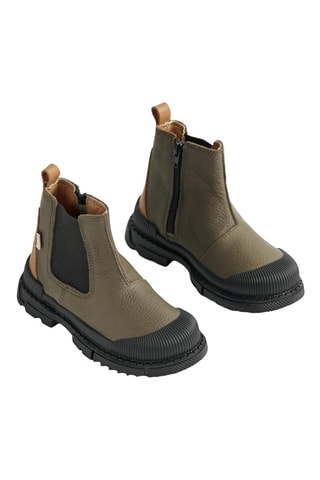 Botines Chelsea de piel - Caqui