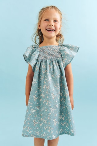 Vestido trapecio de algodón orgánico - Azul