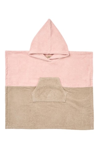 Poncho de baño de algodón orgánico Lille - Beige y rosa - Camel y rosa