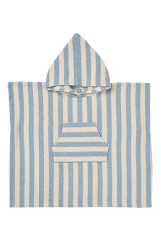 Poncho de baño de algodón orgánico Lille - Blanco y azul - Blanco y azul