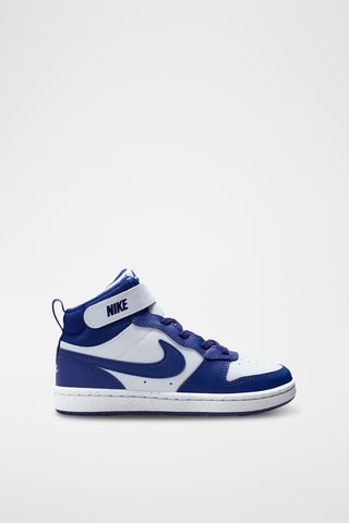 Nike Court Borough Mid 2 en cuir - Blanc et bleu nuit