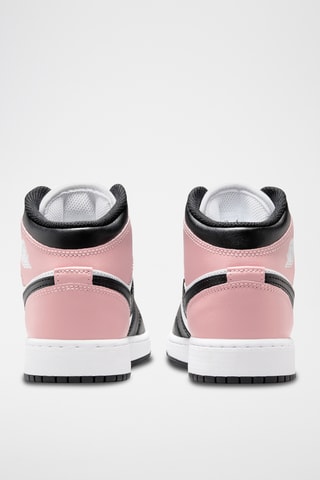 Air Jordan 1 Mid (GS) en cuir - Blanc et rose