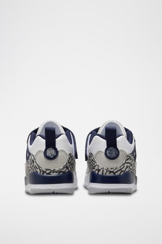 Jordan Spizike Low en cuir - Blanc et bleu marine