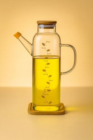 Distributeur d'huile en verre et bambou - 1 l