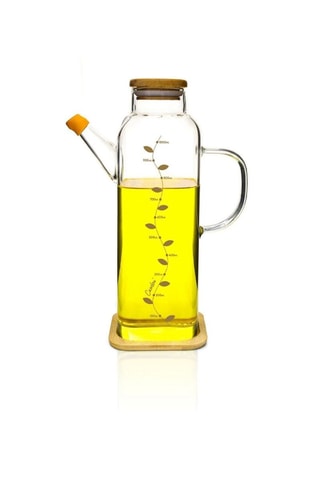 Distributeur d'huile en verre et bambou - 1 l