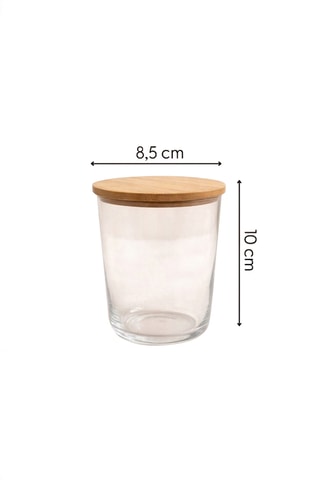 4 pots en verre avec couvercles en bambou - 31,5 cl