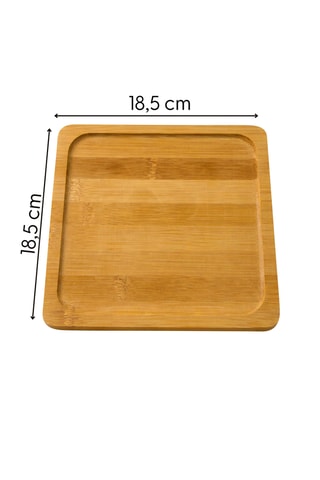 4 boîtes de conservation en verre avec couvercles en bambou - 18,5 x 18,5 cm