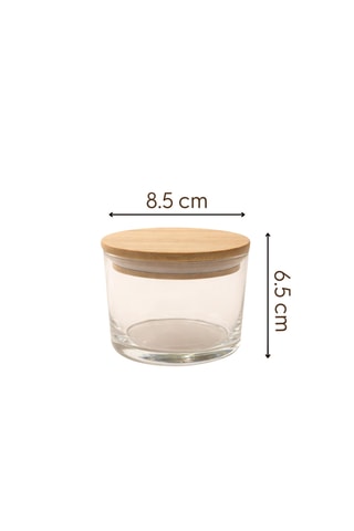 4 boîtes de conservation en verre avec couvercles en bambou - 18,5 x 18,5 cm
