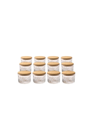 12 recipientes de cristal con tapa de bambú - 26 cl