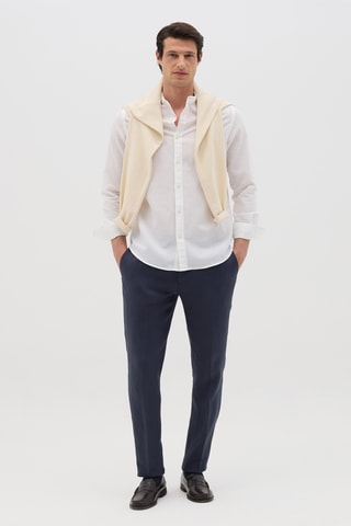 Pantalón chino de lino - Azul