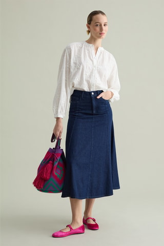 Falda midi vaquera - Azul