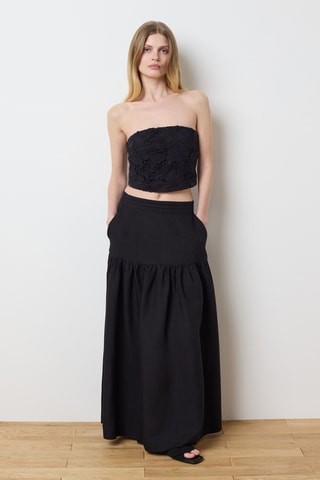 Falda larga de seda - Negro