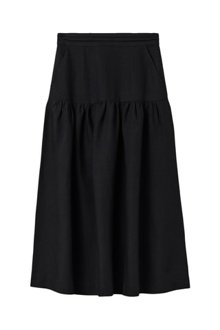 Falda larga de seda - Negro
